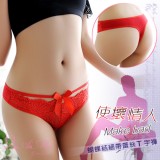 《AIMEI GIAREN》使壞情人！蝴蝶結細帶蕾絲丁字褲﹝紅﹞