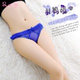 《AIMEI GIAREN》引誘魔力！腰際帶荷葉愛心蕾絲滾邊T字褲﹝寶藍﹞