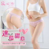 《AIMEI GIAREN》迷情甜心！網紗滾邊交錯條紋中腰T字褲﹝粉﹞