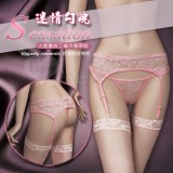 迷情勾魂！大碼蕾絲丁褲吊襪帶組﹝粉色款﹞*