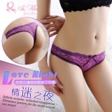 《AIMEI GIAREN》情迷之夜！性感低腰花邊透明蕾絲丁字褲﹝紫﹞