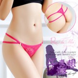 《AIMEI GIAREN》午夜遐想！蕾絲雙細帶環扣丁字褲﹝玫紅﹞