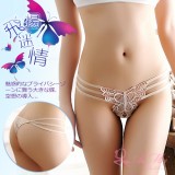 《AIMEI GIAREN》飛揚迷情！大蝴蝶鏤空刺繡鑽飾丁字褲﹝膚﹞
