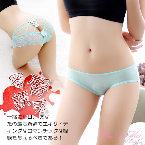 《AIMEI GIAREN》蜜臀誘惑！交叉細帶鏤空蝴蝶結三角褲﹝綠﹞