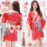 《YIRAN MEI》櫻花情人！立體蝴蝶結腰帶和服三件組﹝金邊紅底印花﹞