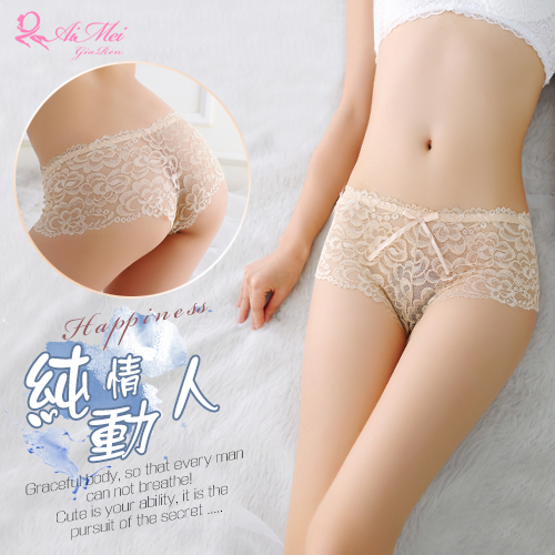 《AIMEI GIAREN》純情動人！緹花蕾絲透膚美型平角內褲﹝膚﹞