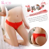 《AIMEI GIAREN》引誘魔力！腰際帶荷葉愛心蕾絲滾邊T字褲﹝紅﹞