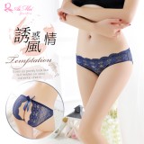 《AIMEI GIAREN》誘惑風情！花朵蕾絲蝴蝶結後開檔三角褲﹝深藍﹞