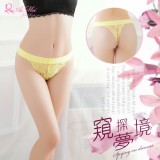 《AIMEI GIAREN》窺探夢境！彈力腰帶小鈕扣蕾絲T字褲﹝黃﹞
