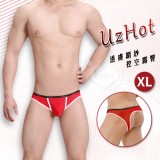 【UzHot 凸哈社】透膚網紗後挖空露臀內褲﹝紅 XL﹞