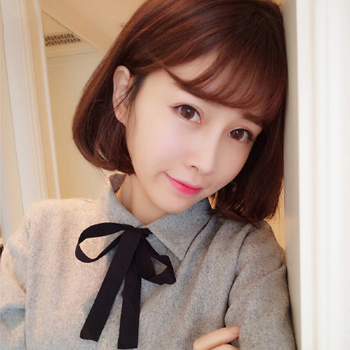 成人娃娃裝扮假髮 ‧ bobo頭包臉蓬鬆自然空氣瀏海 - 短直髮 / 深棕色