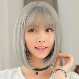 成人娃娃裝扮假髮 ‧ bobo頭包臉蓬鬆自然空氣瀏海 - 短直髮 / 奶奶灰