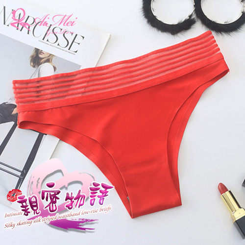《AIMEI GIAREN》親密物語！絲滑冰絲條紋褲頭低腰三角褲﹝紅﹞