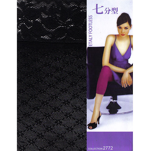 【Etaly】七分褲美體襪(黑色蕾絲緹花-小花菱格)