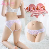 《AIMEI GIAREN》引誘風情！拼色刺繡蕾絲低腰露臀開襠褲﹝白﹞