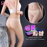 《AIMEI GIAREN》溫柔暗號！前交叉細帶滾邊蕾絲網紗中腰T字褲﹝膚﹞