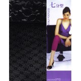 【Etaly】七分褲美體襪(黑色蕾絲緹花-小花菱格)