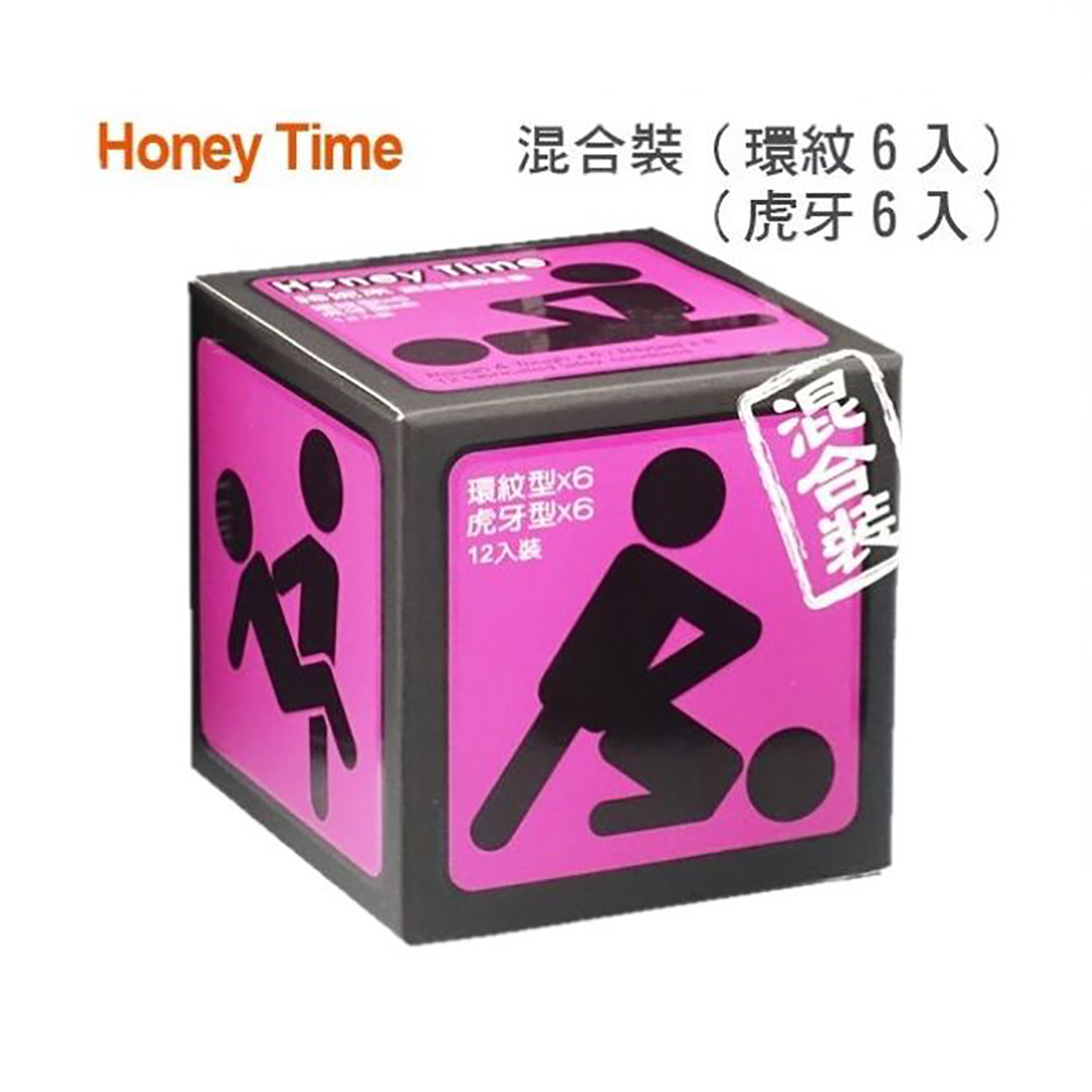Honey Time (哈尼來 樂活套) 衛生套保險套12入(紫色＿混合裝(環紋/虎牙))