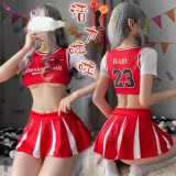 《FEE ET MOI》啦啦隊角色扮演服！包胸短上衣仿百褶短裙四件式套裝﹝紅白﹞