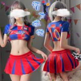 《FEE ET MOI》啦啦隊角色扮演服！包胸短上衣仿百褶短裙四件式套裝﹝紅藍﹞