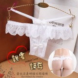 《Yisiting》親蜜誘惑！蕾絲滾邊蝴蝶結開襠免脫低腰褲﹝白﹞