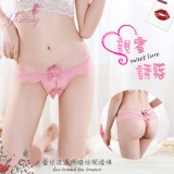 《Yisiting》親蜜誘惑！蕾絲滾邊蝴蝶結開襠免脫低腰褲﹝粉﹞
