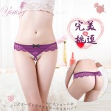 《Yisiting》完美挑逗！蕾絲花邊露屁屁串珠開襠低腰褲﹝紫﹞