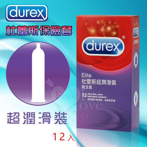 Durex 杜蕾斯超潤滑裝保險套 12入裝,商品圖示。