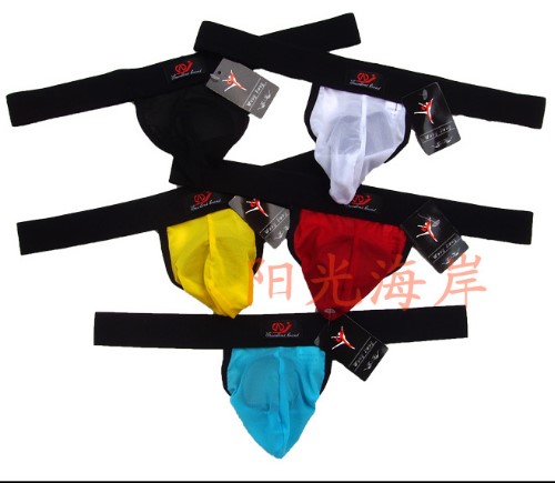 【網將WJ】網紗透明後空無帶T字褲 ( M 黑 )