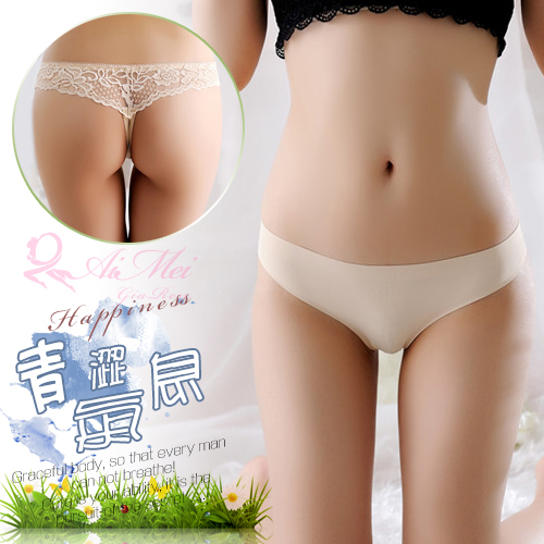 《AIMEI GIAREN》青澀氣息！無痕緹花蕾絲美臀T字褲﹝膚﹞