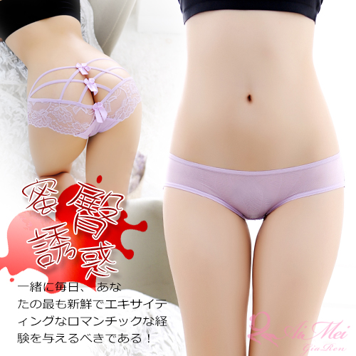 《AIMEI GIAREN》蜜臀誘惑！交叉細帶鏤空蝴蝶結三角褲﹝淺紫﹞