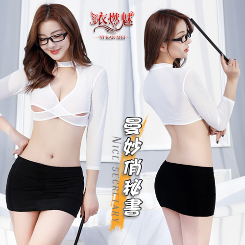 《YIRAN MEI》曼妙俏秘書！交叉鏤空包臀短裙角色扮演派對裝