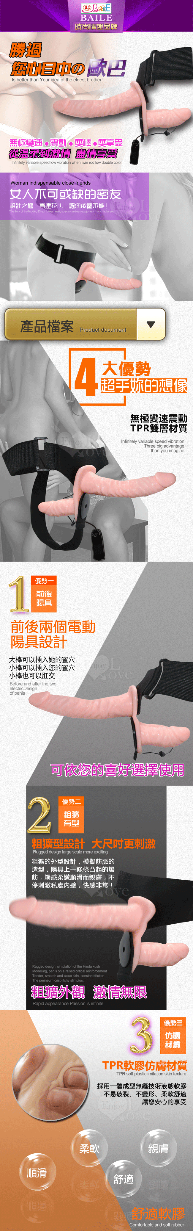 【BAILE】姊妹雙姝‧雙人共享無極震動雙陽具穿戴褲﹝女同志專用﹞